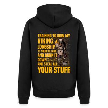 Citation viking - Veste à capuche bio Premium Unisexe - noir - Dos - Nico (187cm)