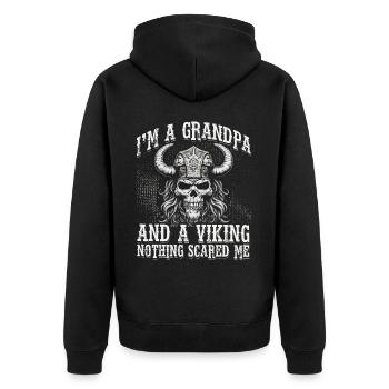 Je suis un grand-père et un Viking, rien ne m’a fait peur - Veste à capuche bio Premium Unisexe - noir - Dos - Nico (187cm)
