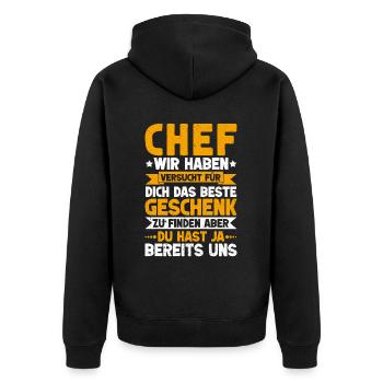 Stolzer Chef Von Tollen Mitarbeitern Kollege Büro - Unisex Premium Bio Zip Hoodie - Schwarz - Hinten - Nico (187cm)