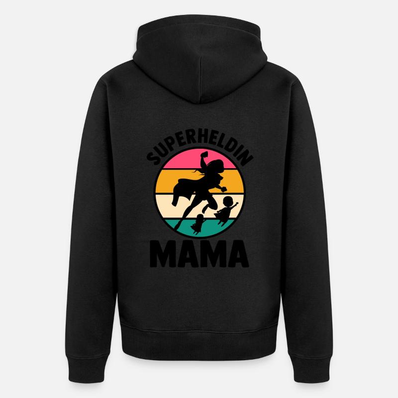 Mutter Superheldin Mama - Unisex Premium Bio Zip Hoodie - Schwarz