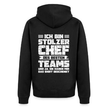 Stolzer Chef Von Tollen Mitarbeitern Kollege Büro - Unisex Premium Bio Zip Hoodie - Schwarz - Hinten - Nico (187cm)
