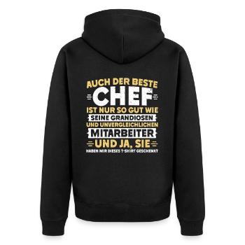 Stolzer Chef Von Tollen Mitarbeitern Kollege Büro - Unisex Premium Bio Zip Hoodie - Schwarz - Hinten - Nico (187cm)