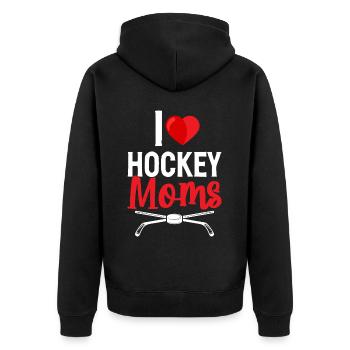 Ich liebe Hockey Mütter Hockeyspieler Mütter - Unisex Premium Bio Zip Hoodie - Schwarz - Hinten - Nico (187cm)