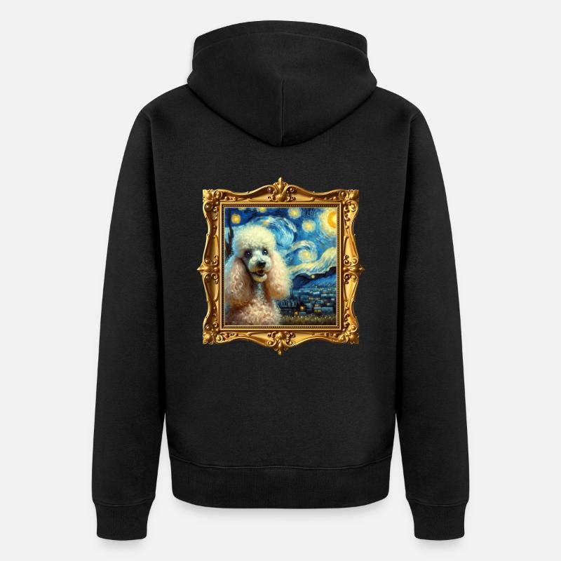 Pudel Starry Night - Unisex Premium Bio Zip Hoodie - Schwarz