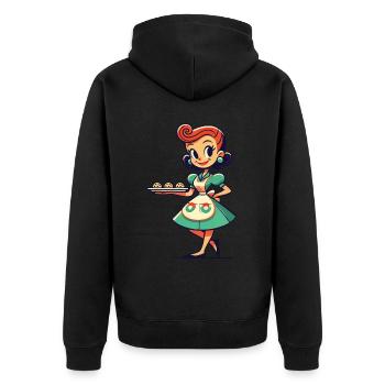 Retro housewife with cookie tray - Unisex Premium Organic Zip Hoodie - black - Back - Nico (187cm)