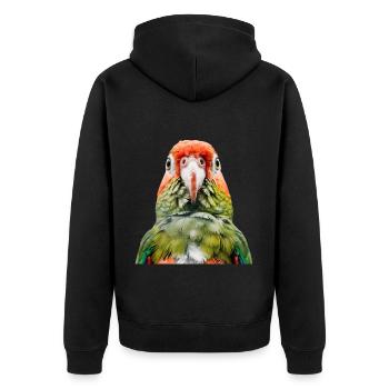 Sittiche - Unisex Premium Bio Zip Hoodie - Schwarz - Hinten - Nico (187cm)