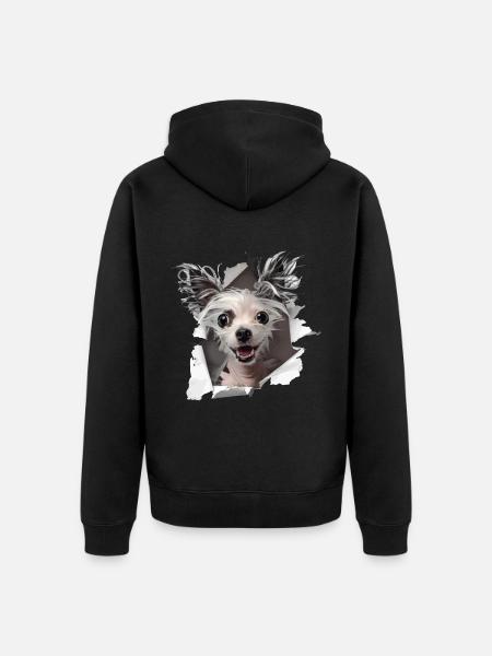 Chinesischer Schopfhund - Unisex Premium Bio Zip Hoodie - Schwarz