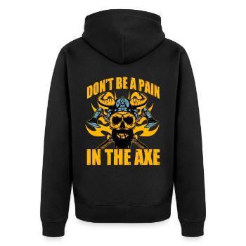 Seien Sie kein Schmerz in der Axt - Unisex Premium Bio Zip Hoodie - Schwarz - Hinten - Nico (187cm)