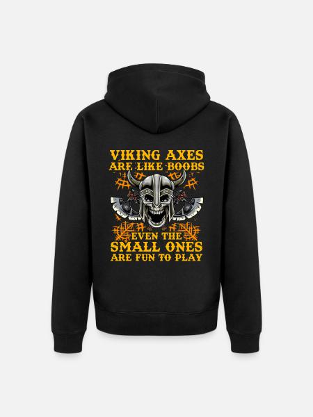 Viking Axes are like boobs even the small ones are - Unisex Premium Organic Zip Hoodie - black