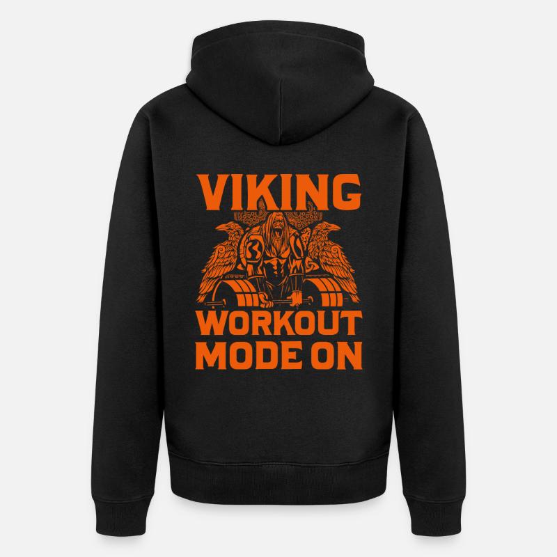Viking Workout Modus Ein - Unisex Premium Bio Zip Hoodie - Schwarz