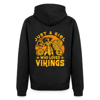 Juste une fille qui aime les Vikings - Veste à capuche bio Premium Unisexe - noir - Dos - Nico (187cm)