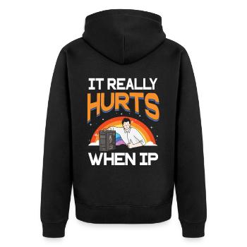 Lustiger Spruch "It Burns when i Pee"! - Veste à capuche bio Premium Unisexe - noir - Dos - Nico (187cm)