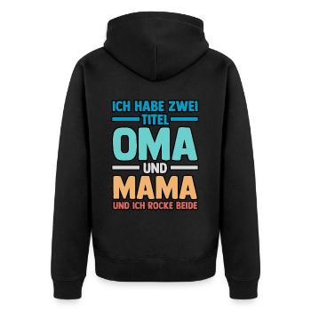 J’ai deux titres : Mamie et Maman - Veste à capuche bio Premium Unisexe - noir - Dos - Nico (187cm)