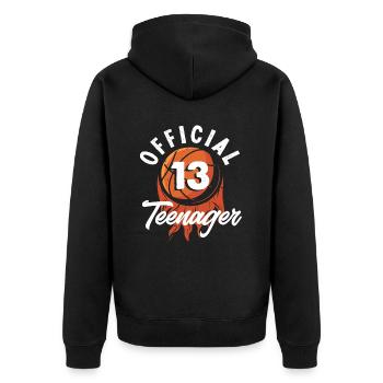 Basketball officiel du 13e anniversaire des adolescents - Veste à capuche bio Premium Unisexe - noir - Dos - Nico (187cm)