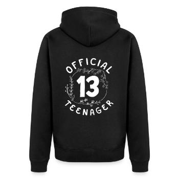Célébration officielle du 13e anniversaire des adolescents - Veste à capuche bio Premium Unisexe - noir - Dos - Nico (187cm)