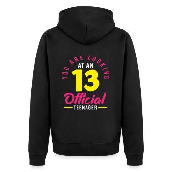 Vous êtes maintenant un adolescent officiel 13. - Veste à capuche bio Premium Unisexe - noir - Dos - Nico (187cm)