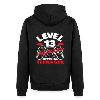 Niveau 13 Débloqué 13e anniversaire Adolescent - Veste à capuche bio Premium Unisexe - noir - Dos - Nico (187cm)