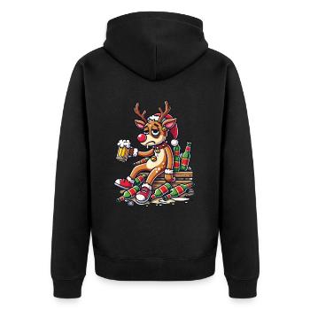 Renne drôle avec beaucoup de bière pour les amateurs de bière - Veste à capuche bio Premium Unisexe - noir - Dos - Nico (187cm)
