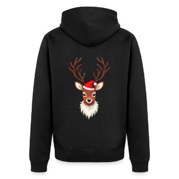 Renne de Noël avec bonnet rouge - Veste à capuche bio Premium Unisexe - noir - Dos - Nico (187cm)