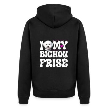 J'adore mon Bichon Frise - Veste à capuche bio Premium Unisexe - noir - Dos - Nico (187cm)