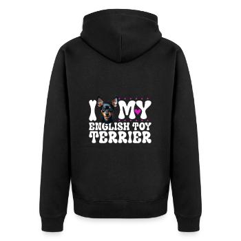 J’adore mon Toy Terrier anglais - Veste à capuche bio Premium Unisexe - noir - Dos - Nico (187cm)