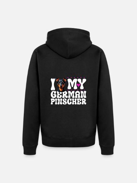 I love my German Pinscher - Unisex Premium Organic Zip Hoodie - black