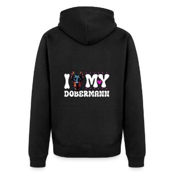 J'adore mon Doberman - Veste à capuche bio Premium Unisexe - noir - Dos - Nico (187cm)