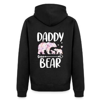 Daddy Bear - Unisex Premium Bio Zip Hoodie - Schwarz - Hinten - Nico (187cm)