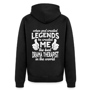 Bester Dramatherapeut Legende - Unisex Premium Bio Zip Hoodie - Schwarz - Hinten - Nico (187cm)