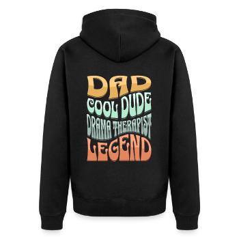 Papa Dramatherapeut - Unisex Premium Bio Zip Hoodie - Schwarz - Hinten - Nico (187cm)