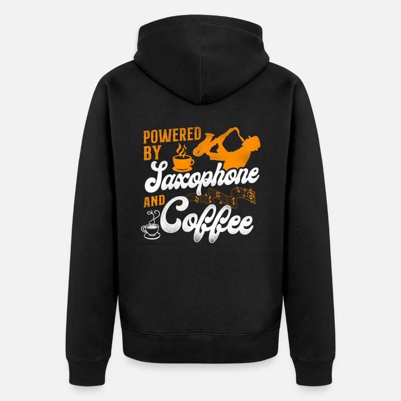 Saxophone Café Propulsé par - Veste à capuche bio Premium Unisexe - noir
