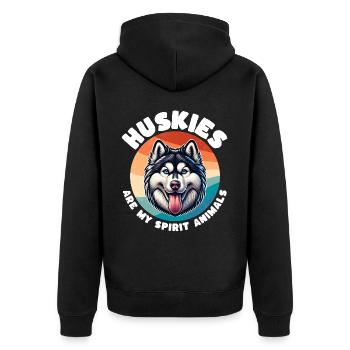 Schlittenhund Sprüche Husky - Unisex Premium Bio Zip Hoodie - Schwarz - Hinten - Nico (187cm)