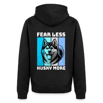 Husky Schlittenhund - Unisex Premium Bio Zip Hoodie - Schwarz - Hinten - Nico (187cm)