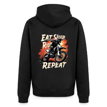 Motocross Eat Sleep Ride Repeat - Unisex Premium Organic Zip Hoodie - black - Back - Nico (187cm)