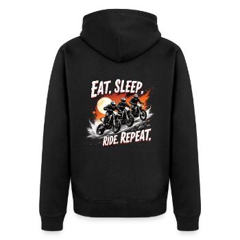 Motocross Eat Sleep Ride Repeat - Unisex Premium Organic Zip Hoodie - black - Back - Nico (187cm)