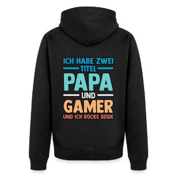 Dad Gamer Gamer Gaming Dad - Unisex Premium Organic Zip Hoodie - black - Back - Nico (187cm)
