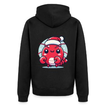 Lustiger Hummer Mit Weihnachtsmütze - Unisex Premium Bio Zip Hoodie - Schwarz - Hinten - Nico (187cm)