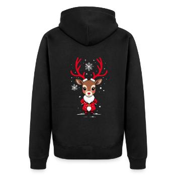 Christmas reindeer with snow - Unisex Premium Organic Zip Hoodie - black - Back - Nico (187cm)