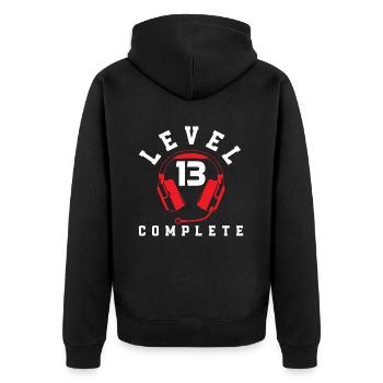 Level 13 Birthday Complete - Unisex Premium Organic Zip Hoodie - black - Back - Nico (187cm)