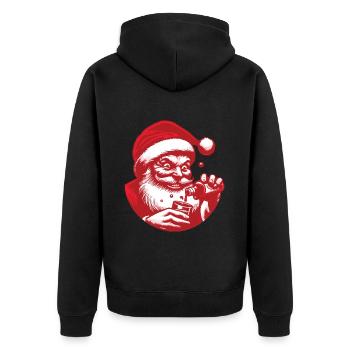 Santa Liebt Alkohol Weihnachten Fun - Unisex Premium Bio Zip Hoodie - Schwarz - Hinten - Nico (187cm)