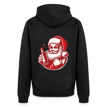 Weihnachtlicher Spaß Mit Santa Und Getränk - Unisex Premium Bio Zip Hoodie - Schwarz - Hinten - Nico (187cm)