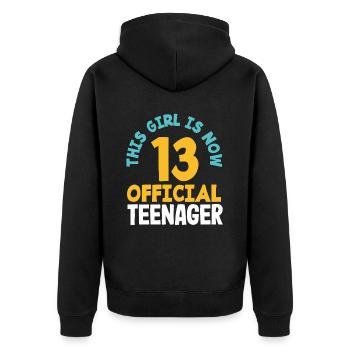 Maintenant 13 Anniversaire officiel de l’adolescent - Veste à capuche bio Premium Unisexe - noir - Dos - Nico (187cm)