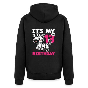 C'est mon 13ème anniversaire Zebra - Veste à capuche bio Premium Unisexe - noir - Dos - Nico (187cm)