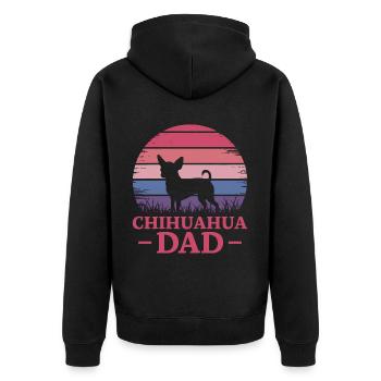 Chihuahua Saying Dad Funny Chihuahua Gift - Unisex Premium Organic Zip Hoodie - black - Back - Nico (187cm)