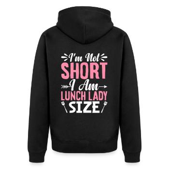 Ich bin nicht klein, ich bin Mittagessen Dame - Unisex Premium Bio Zip Hoodie - Schwarz - Hinten - Nico (187cm)