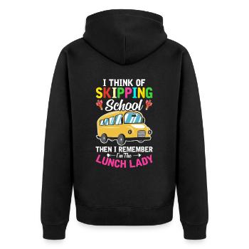Ich schwänze die Schule, ich bin die - Unisex Premium Bio Zip Hoodie - Schwarz - Hinten - Nico (187cm)