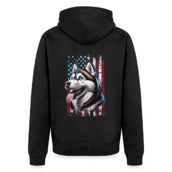Husky US Chien de traîneau - Veste à capuche bio Premium Unisexe - noir - Dos - Nico (187cm)