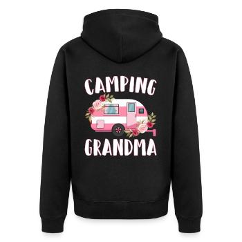 Motorhome Camping Grandma Caravan Glamping Camping - Unisex Premium Organic Zip Hoodie - black - Back - Nico (187cm)