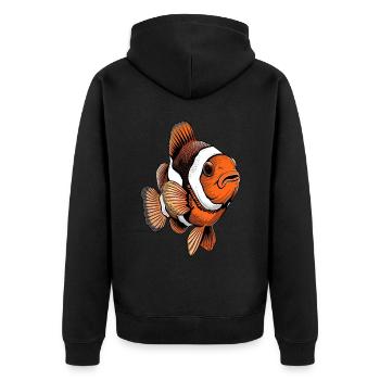 Clownfisch - Unisex Premium Bio Zip Hoodie - Schwarz - Hinten - Nico (187cm)