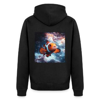Clownfisch - Unisex Premium Bio Zip Hoodie - Schwarz - Hinten - Nico (187cm)